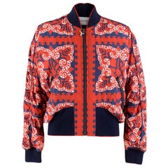 Valentino red & navy logo print bomber jacket SIZE 40 (Italy)