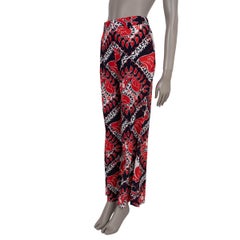 VALENTINO red navy white silk 2022 MANIFESTO STRAIGHT Pants S