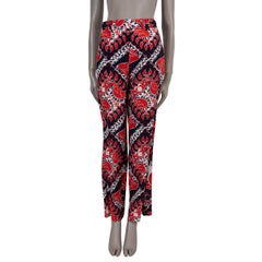 VALENTINO red navy white silk 2022 MANIFESTO STRAIGHT Pants S