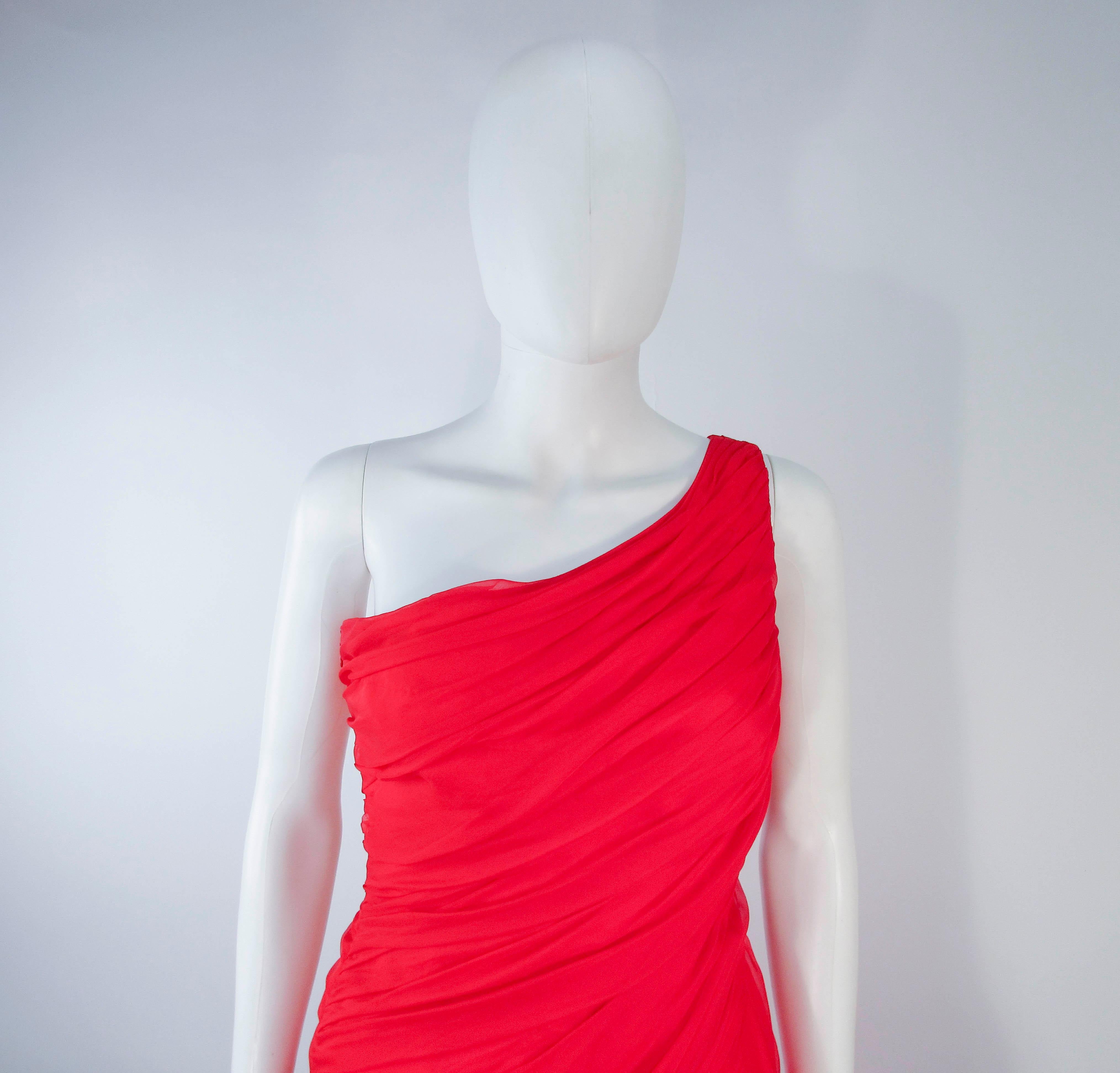 red chiffon evening gown