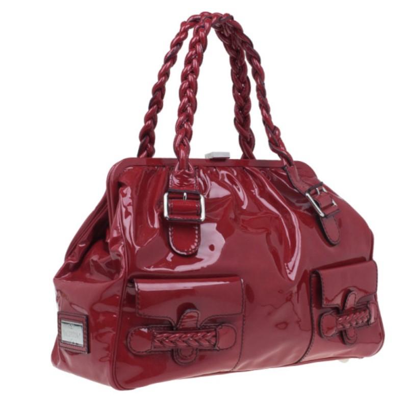 Valentino Red Patent Histoire Framed Bag In Excellent Condition In Dubai, Al Qouz 2