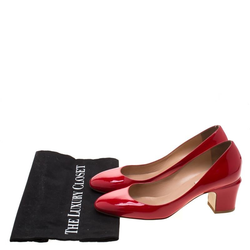 Valentino Red Patent Leather Block Heel Pumps Size 39 1