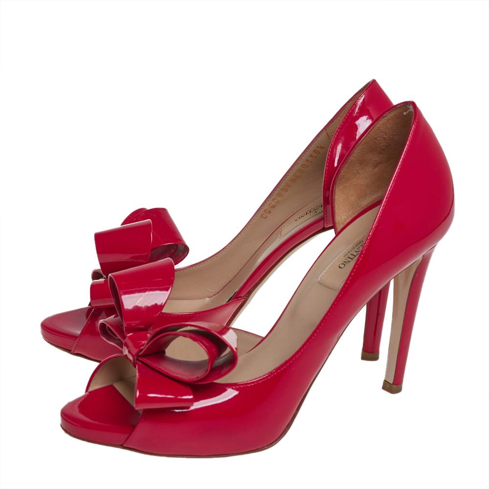 Valentino D'orsay Pumps aus rotem Lackleder mit Schleife Größe 38,5 (Braun)