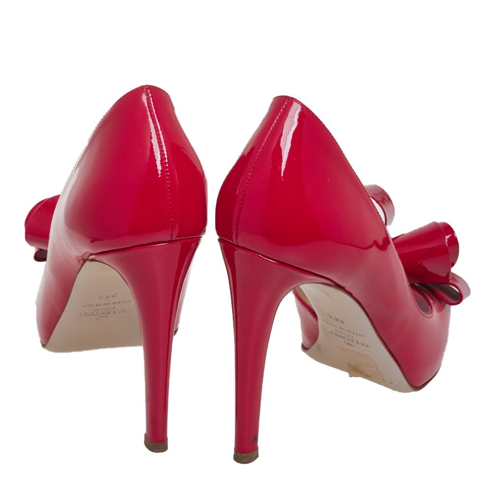 Valentino D'orsay Pumps aus rotem Lackleder mit Schleife Größe 38,5 1