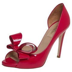 Valentino Red Patent Leather Bow D'orsay Pumps Size 38.5