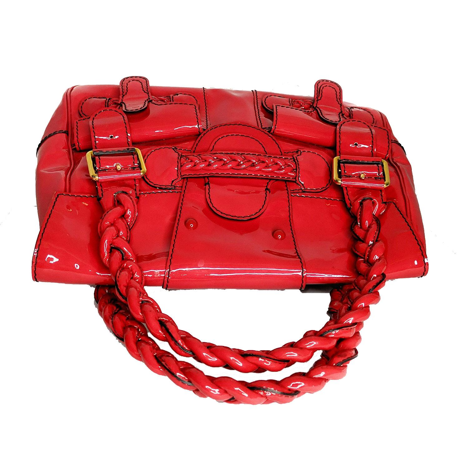 red patent leather handbags