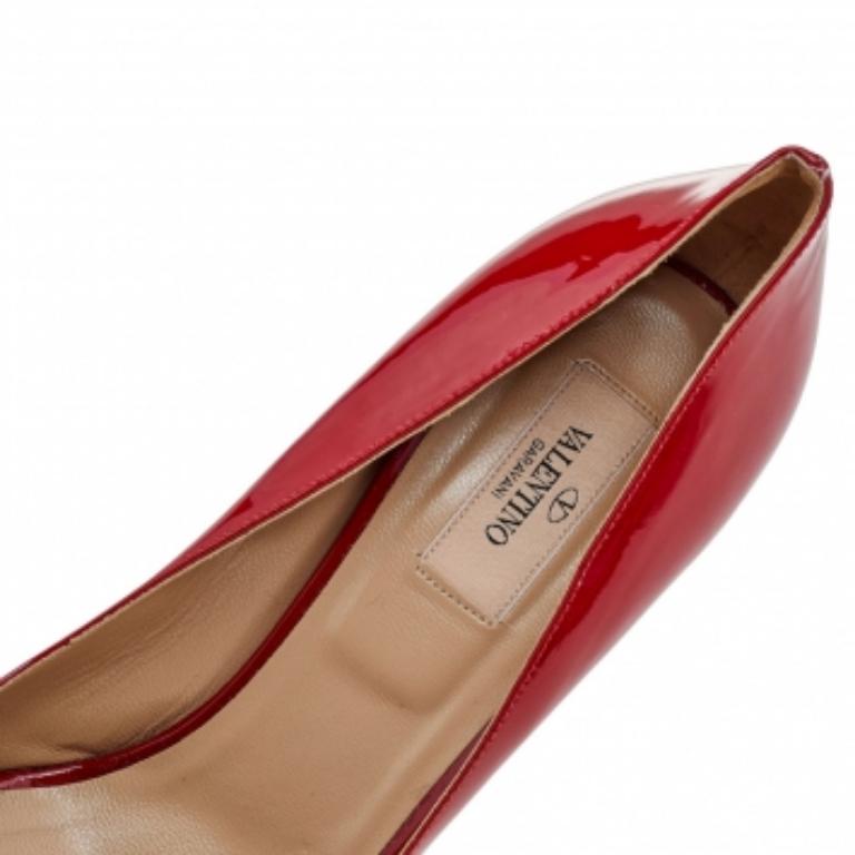 Valentino Red Patent Leather Peep Toe Platform Pumps Size 40 4