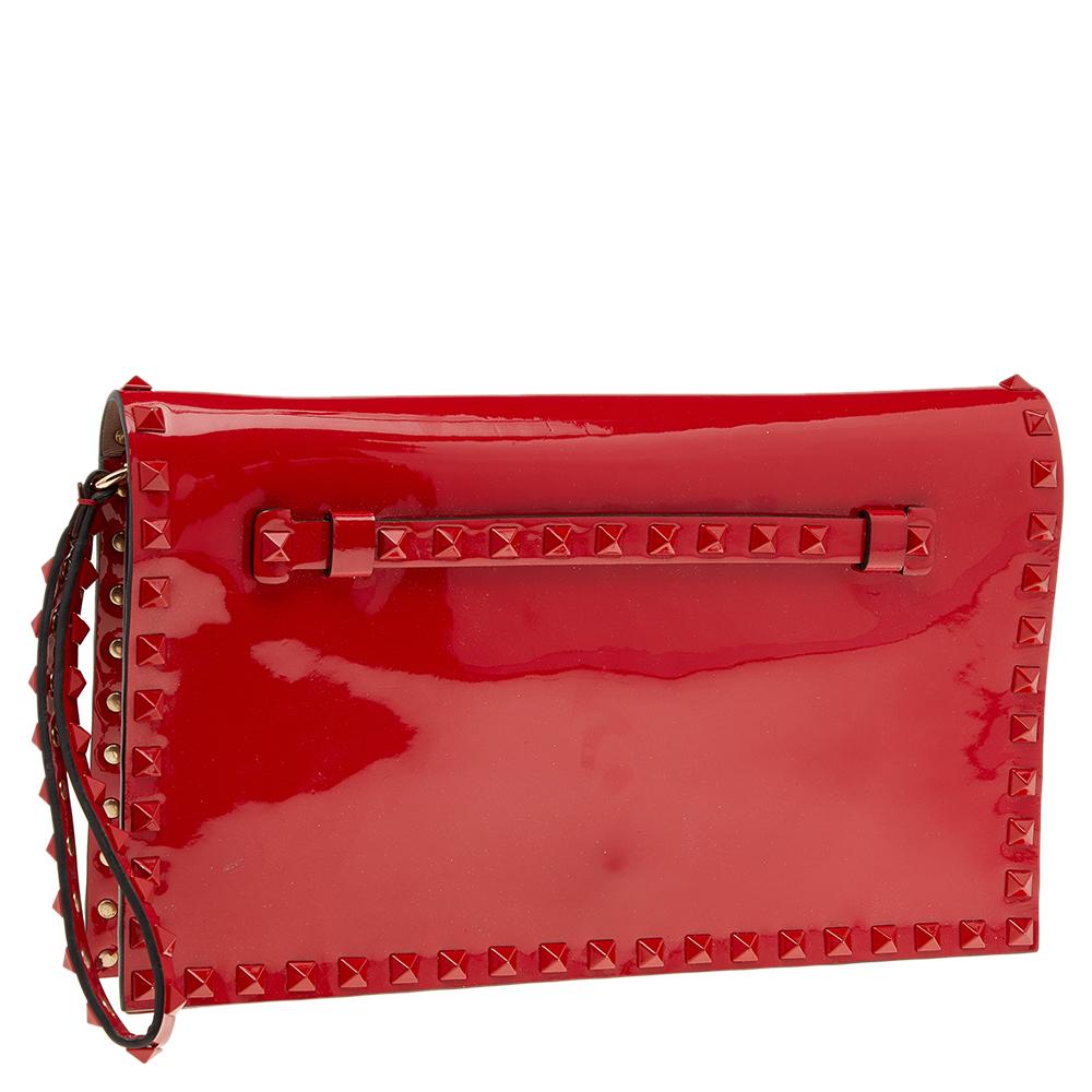 red patent leather clutch