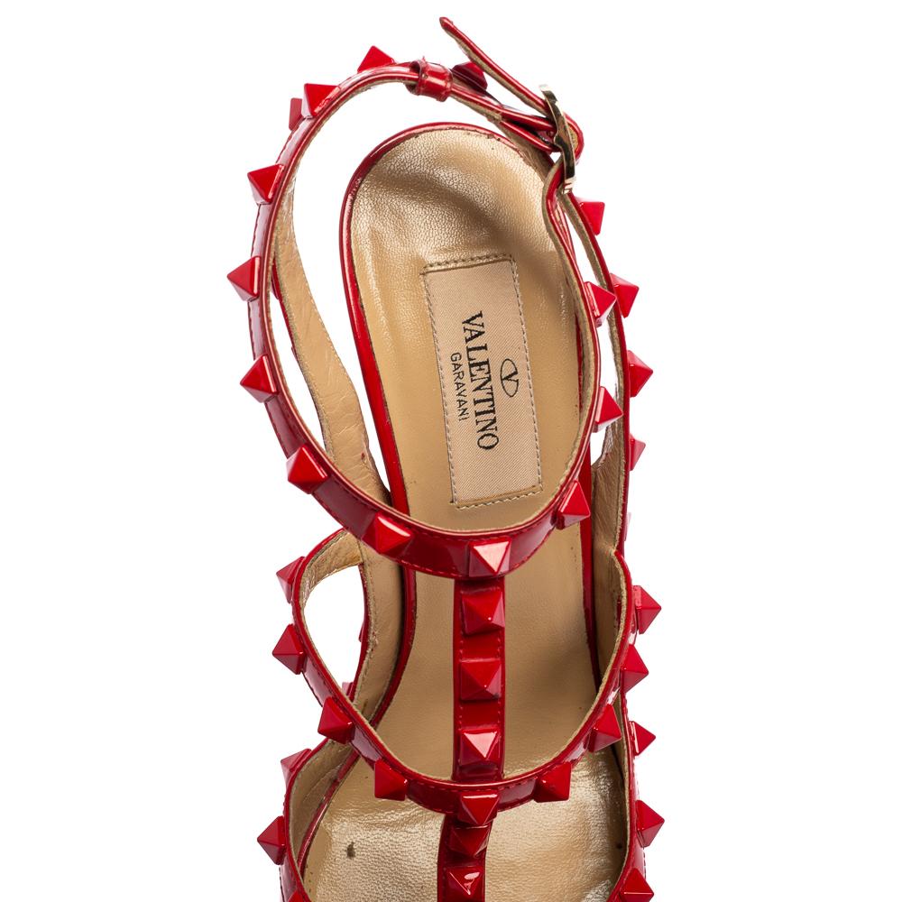 When considering Valentino, three words come to mind: luxurious, bold, and iconic. These gorgeous sandals are crafted from patent leather, and the sleek caged silhouette is adorned with carefully placed Rockstuds. They are complete with pointed toes