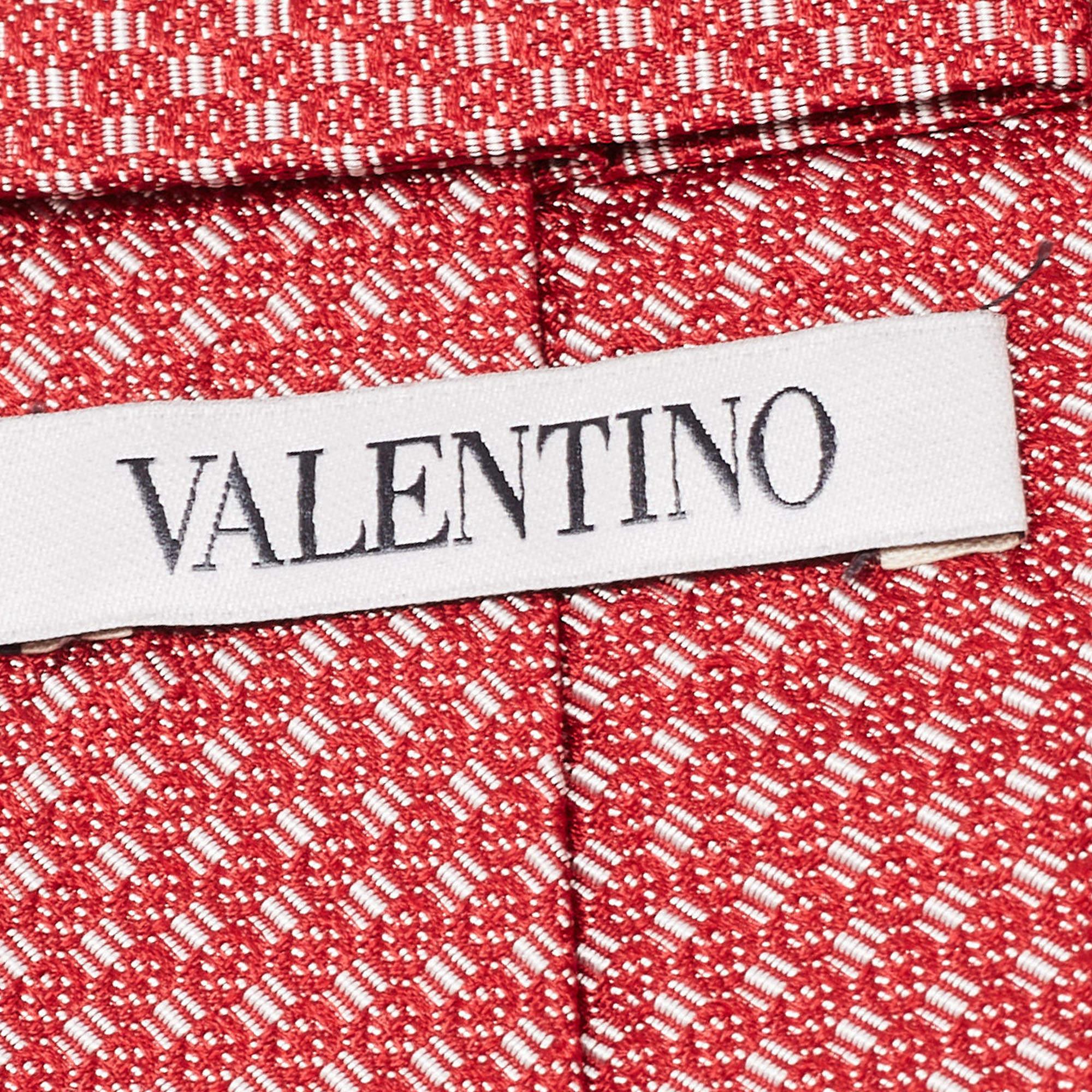 Rosso Cravatta in seta a fantasia rossa di Valentino in vendita