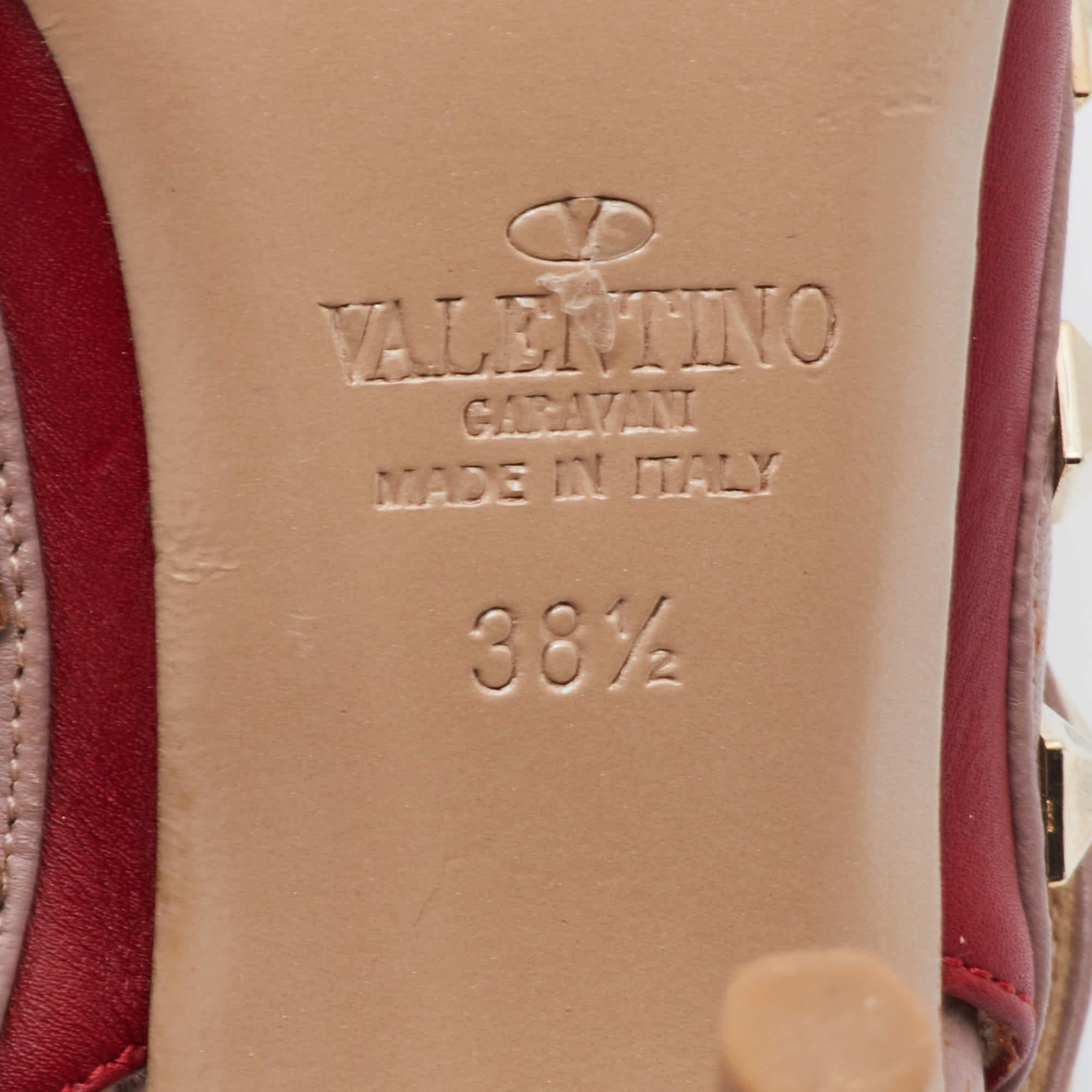 Valentino Red/Pink Leather Rockstud Pumps Size 38.5 1