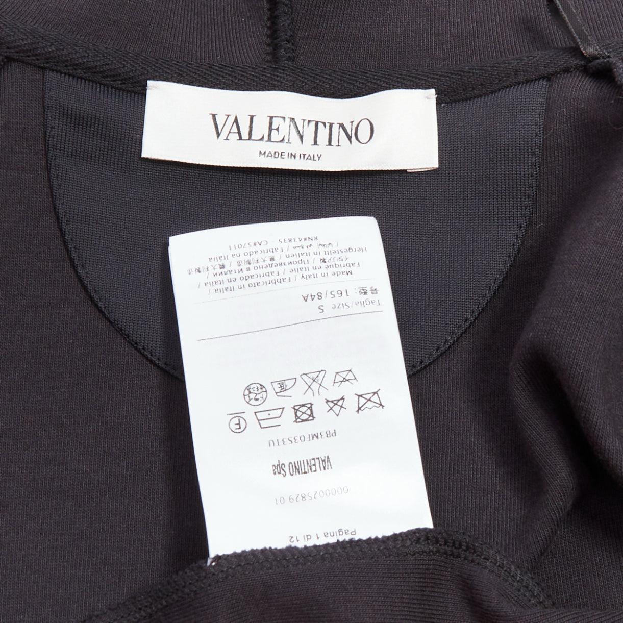 VALENTINO red pink velvet lipstick beaded applique black hoodie S For Sale 4