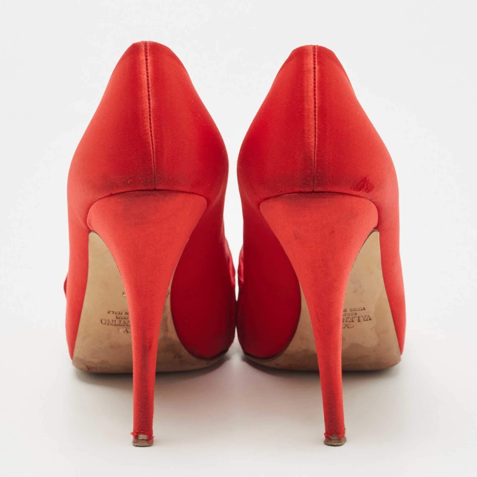  Valentino escarpins rouges plissés à bout ouvert, taille 39 Pour femmes 