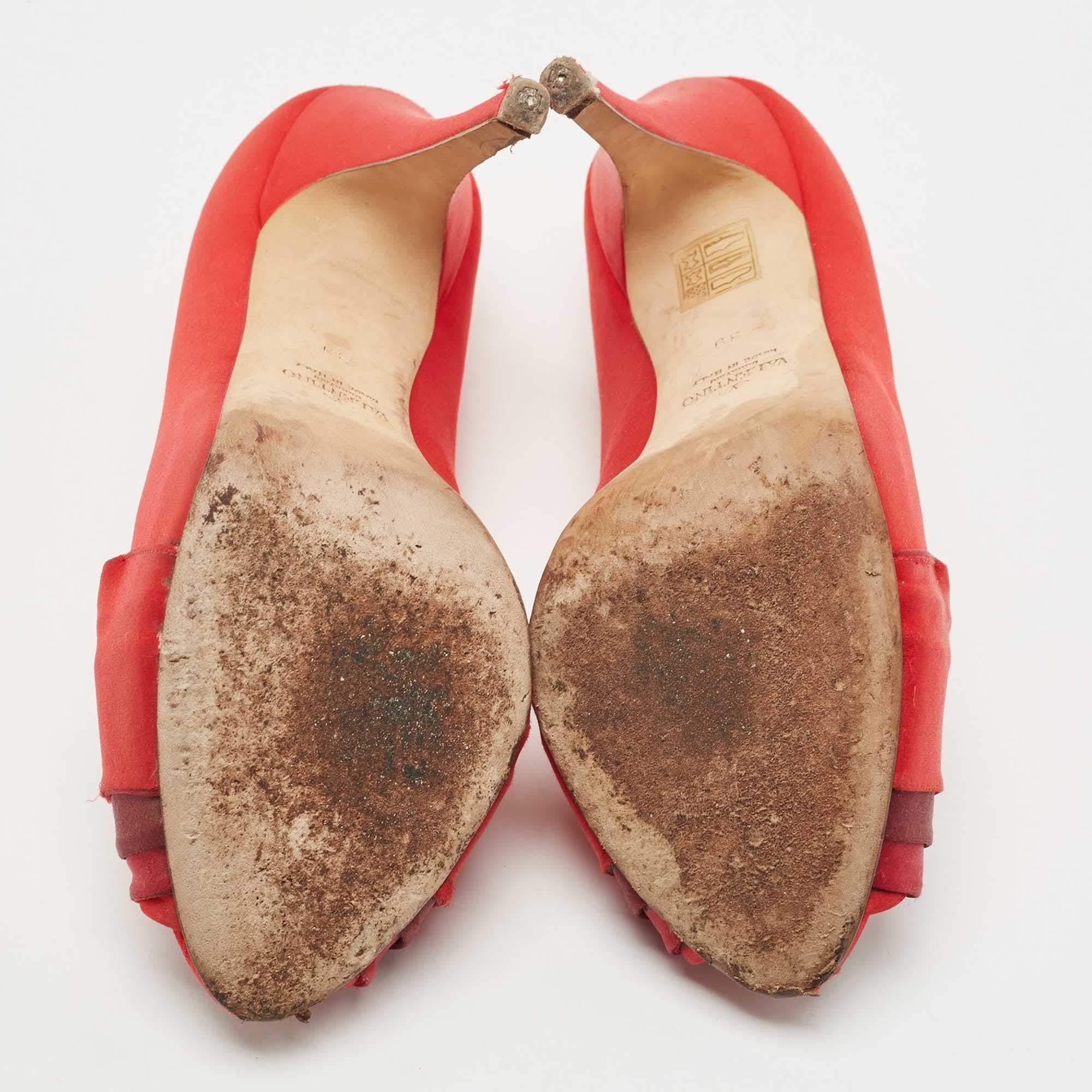Valentino escarpins rouges plissés à bout ouvert, taille 39 1