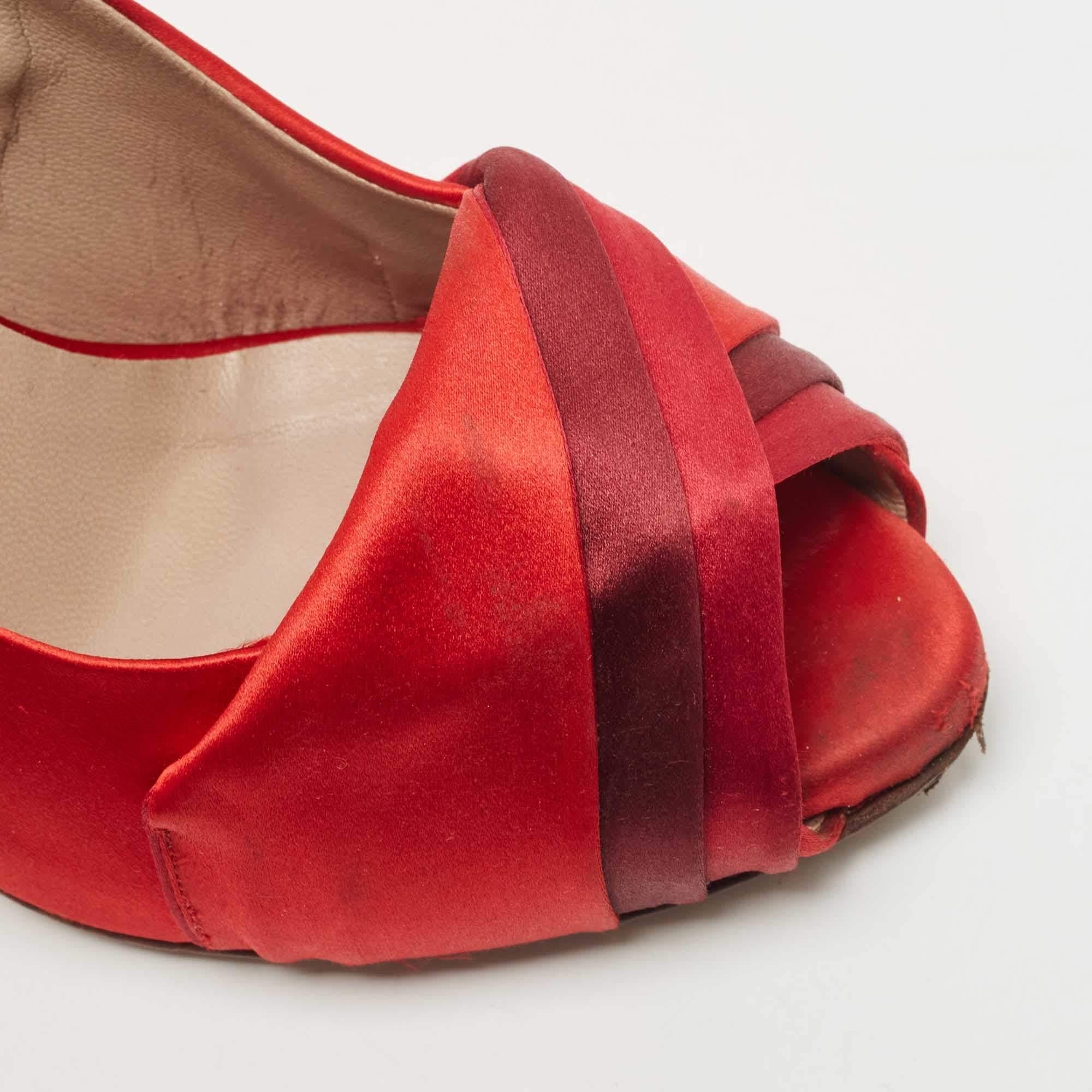 Valentino escarpins rouges plissés à bout ouvert, taille 39 2