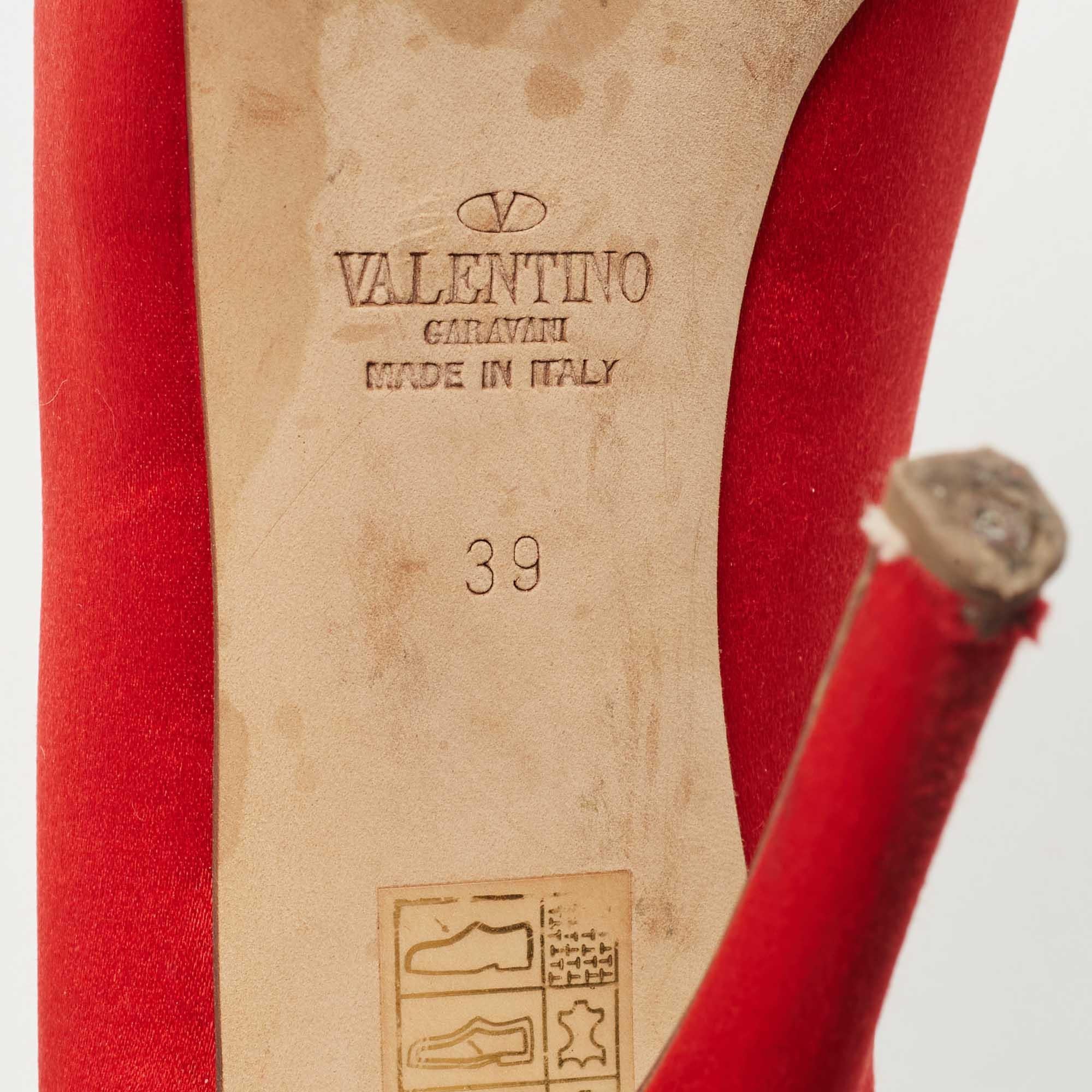 Valentino escarpins rouges plissés à bout ouvert, taille 39 3
