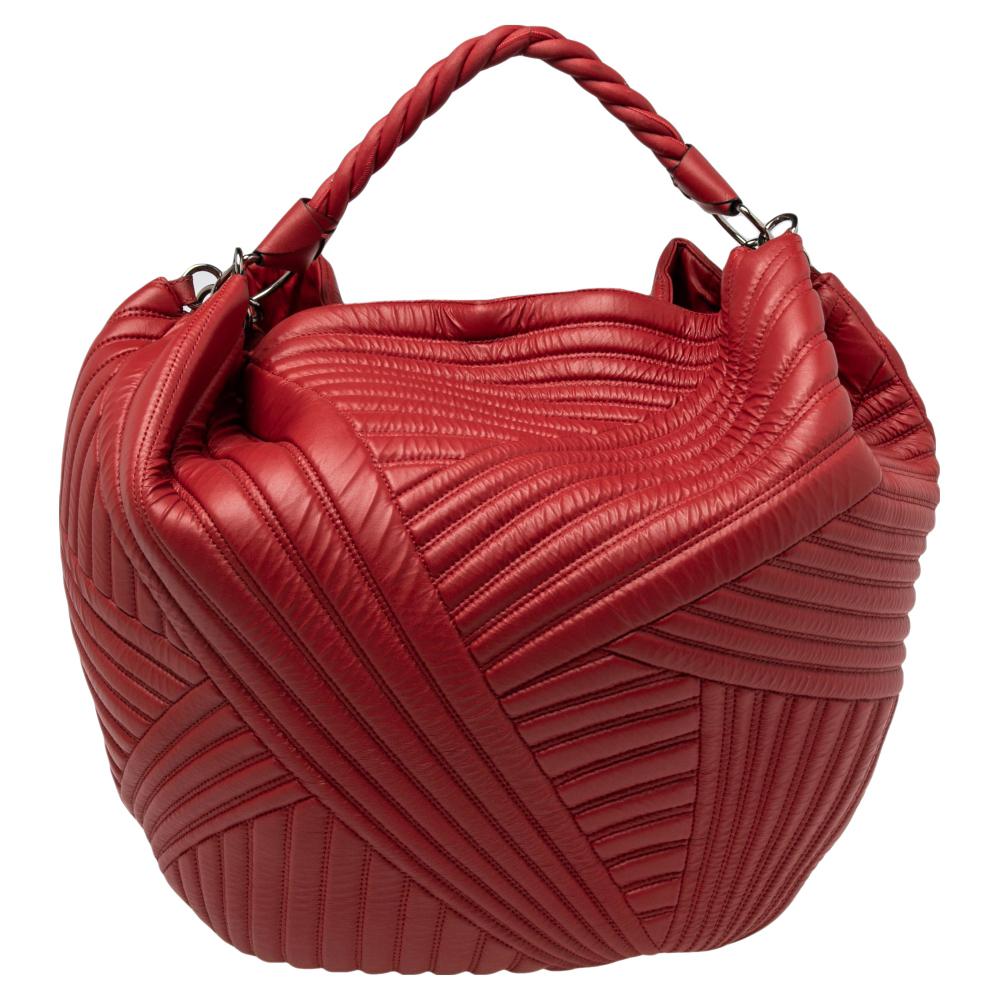 Valentino Red Quilted Leather Large Hobo 1