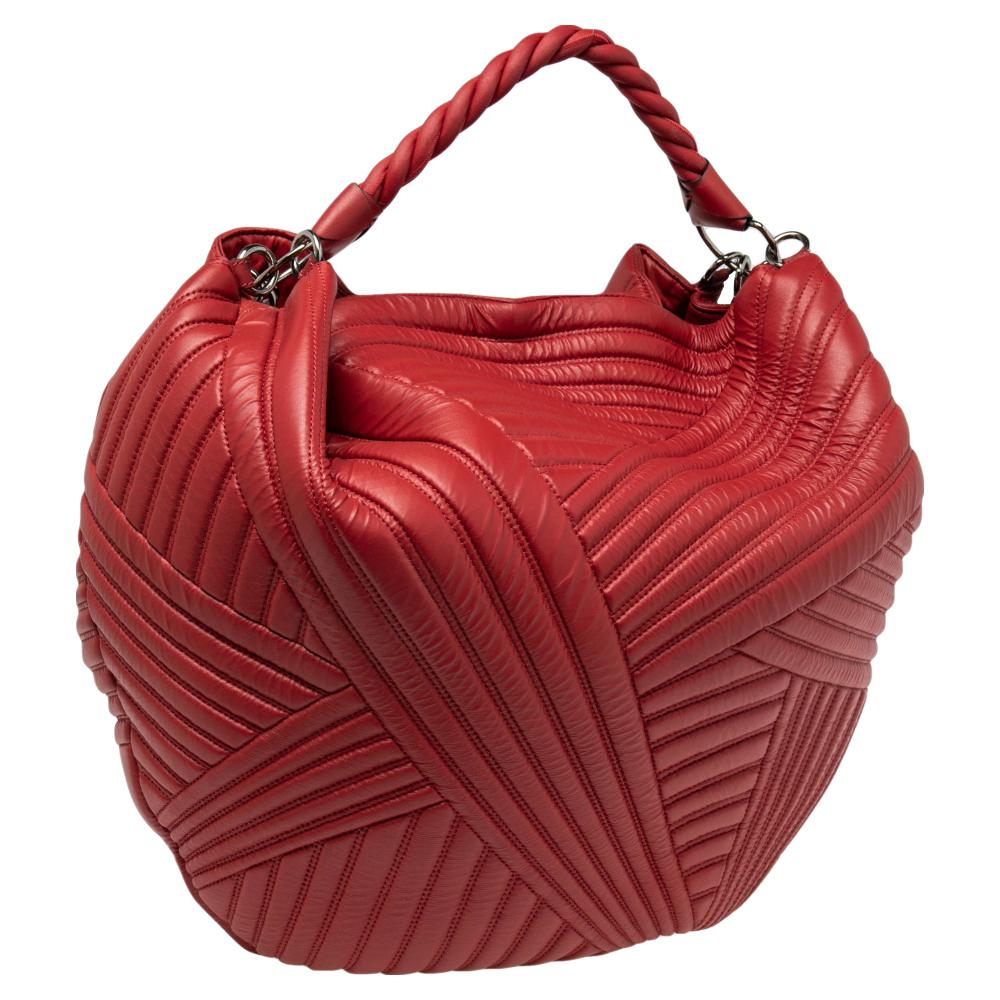 Valentino Red Quilted Leather Large Hobo 3
