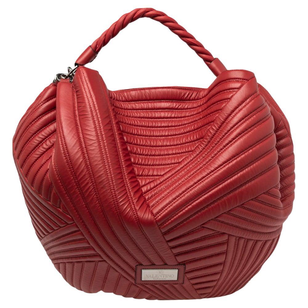 Valentino Red Quilted Leather Large Hobo For Sale at 1stDibs