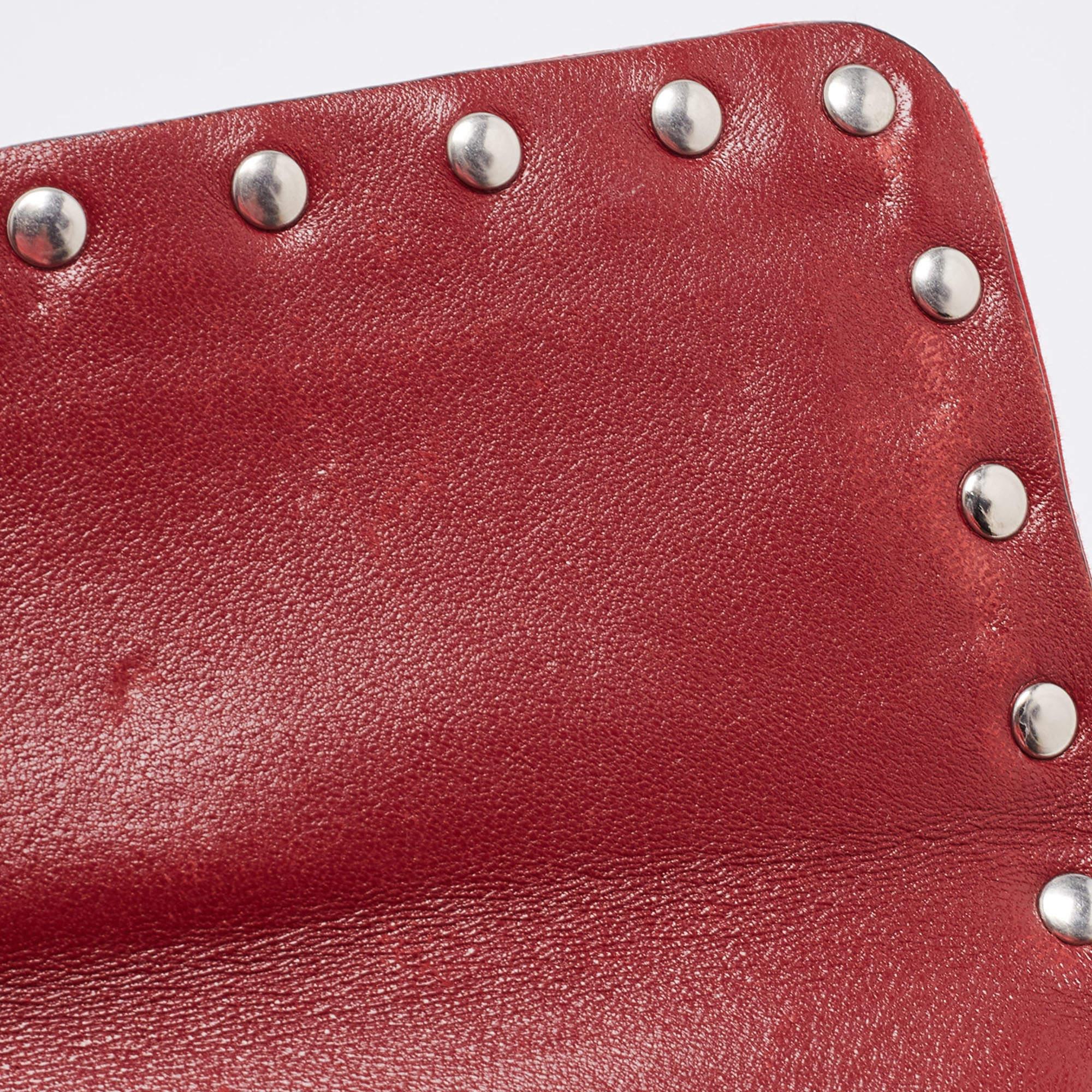 Valentino Red Quilted Satin Small Rockstud Spike Chain Bag 7