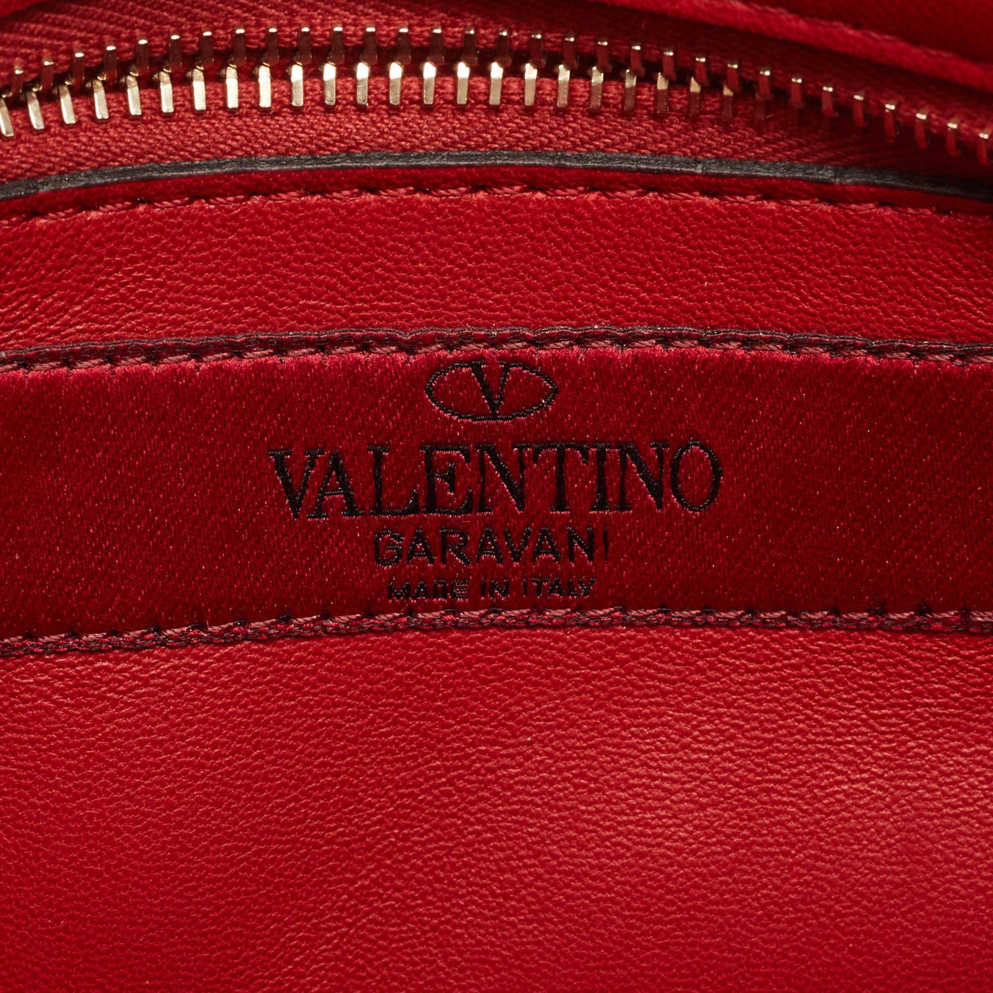 Valentino Red Quilted Velvet Medium Rockstud Spike Chain Bag 5