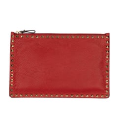 Valentino Red Rockstud Leather Pouch
