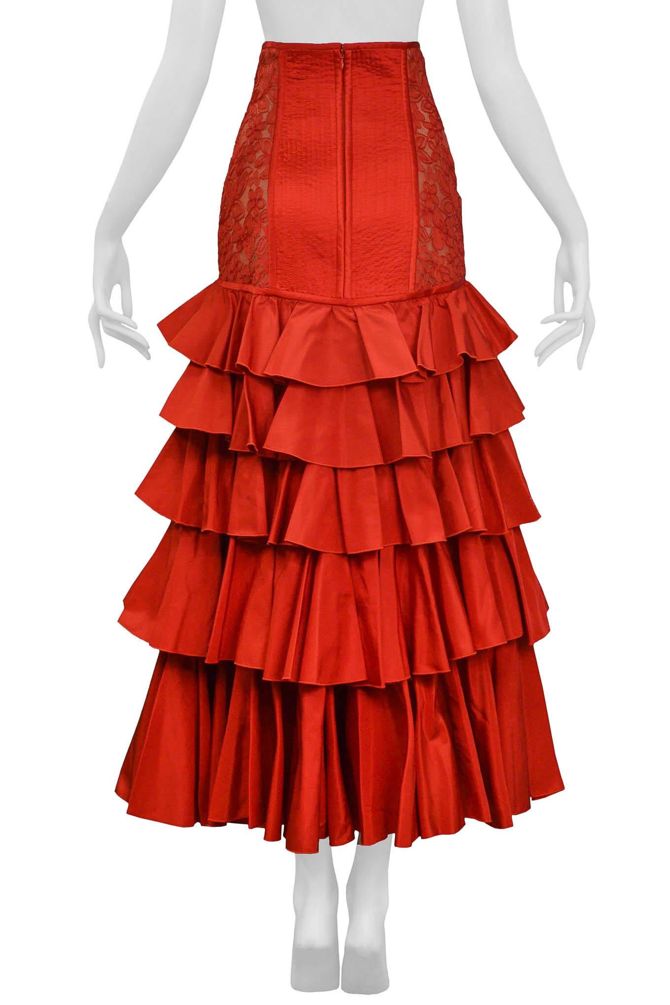 Women's Valentino Red Ruffle Ball Gown Skirt