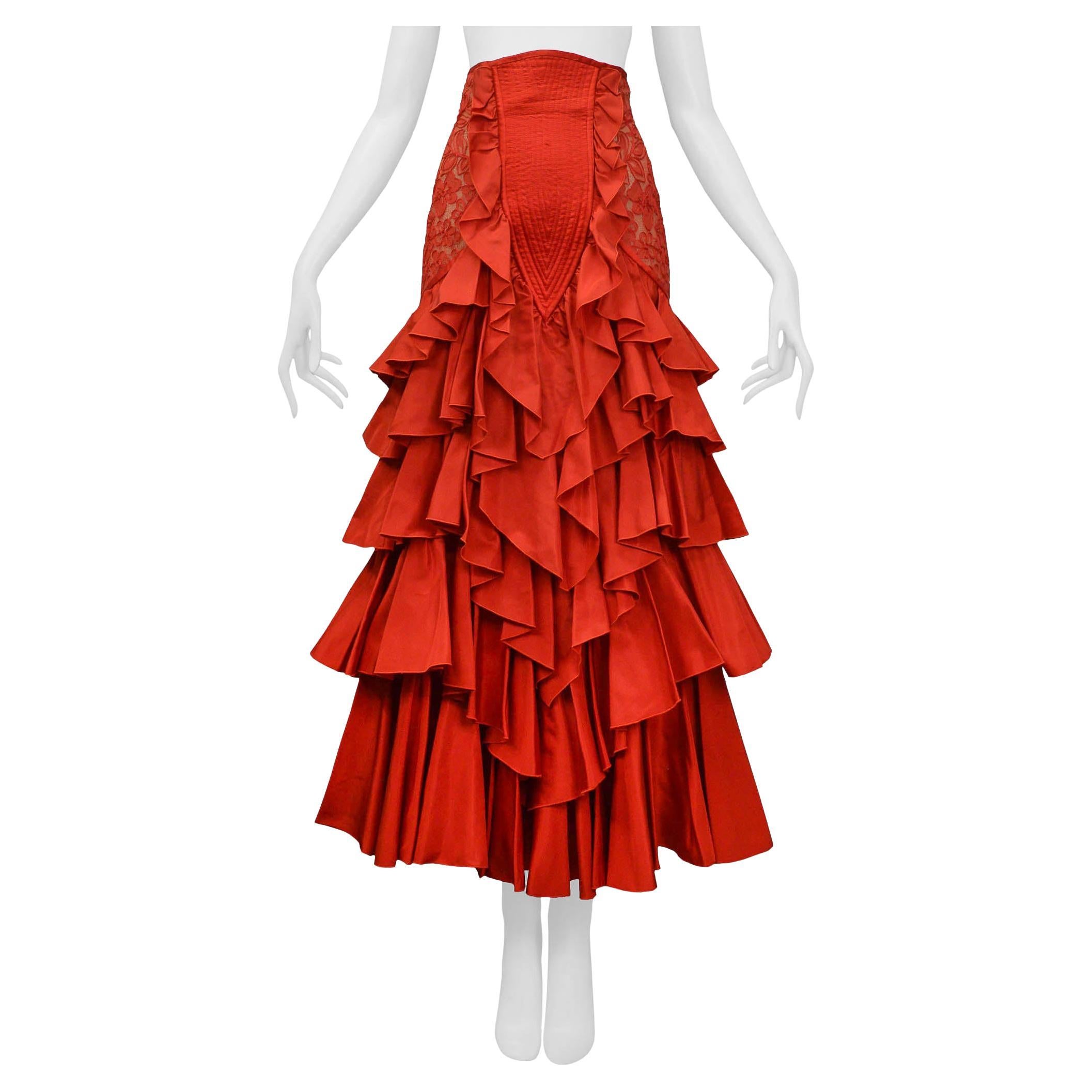 Valentino Red Ruffle Ball Gown Skirt