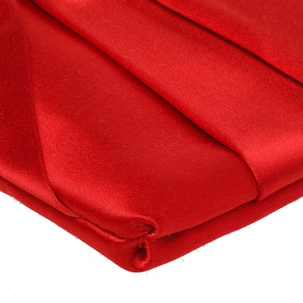 Valentino Red Satin Pleated Bow Clutch 3
