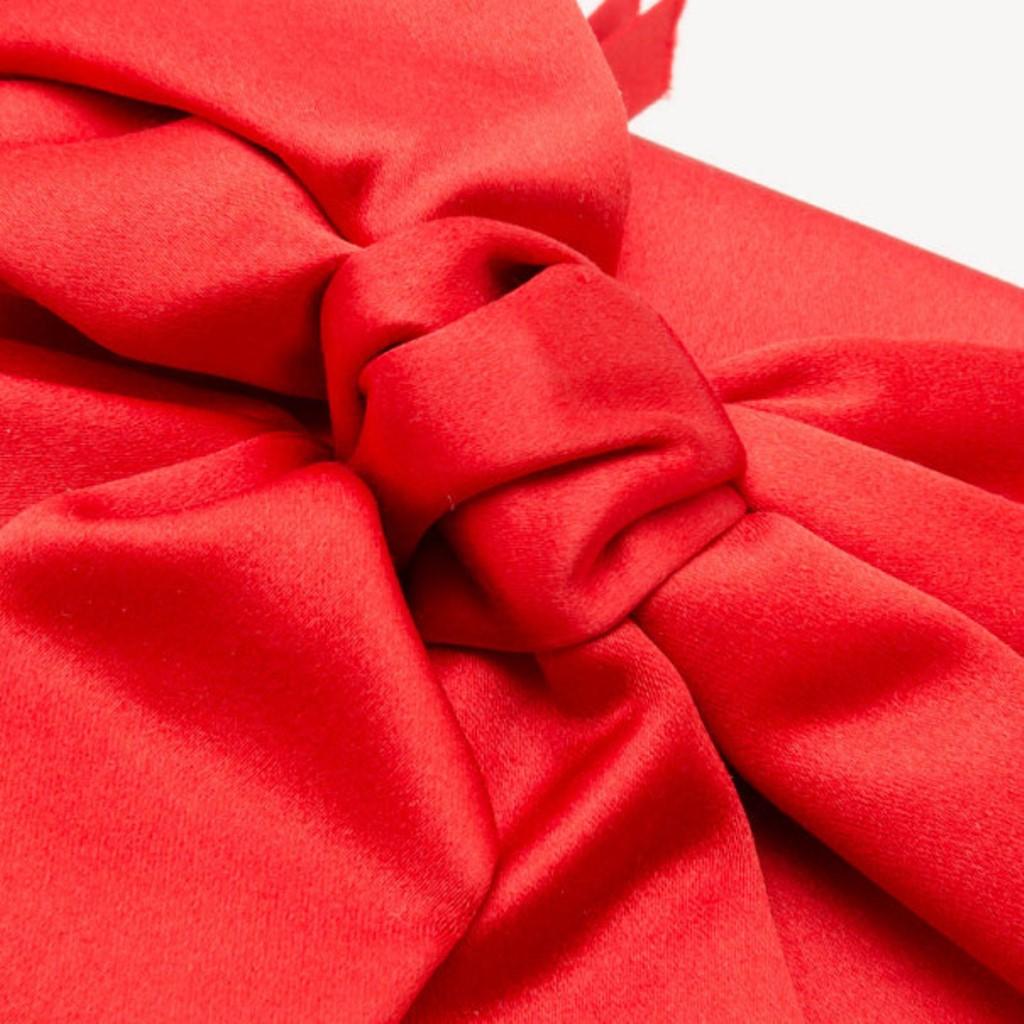 Women's Valentino Red Satin Pleated Bow Clutch
