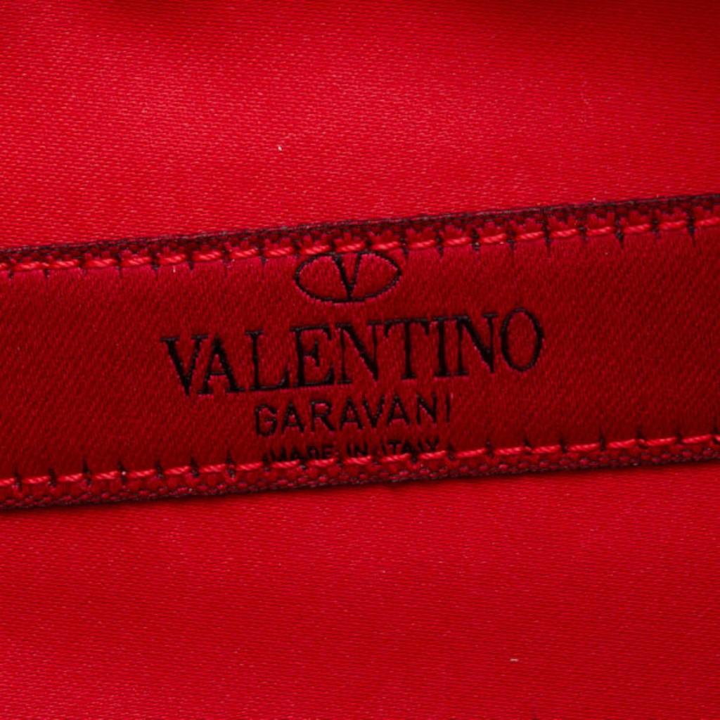 Valentino Red Satin Pleated Bow Clutch 1