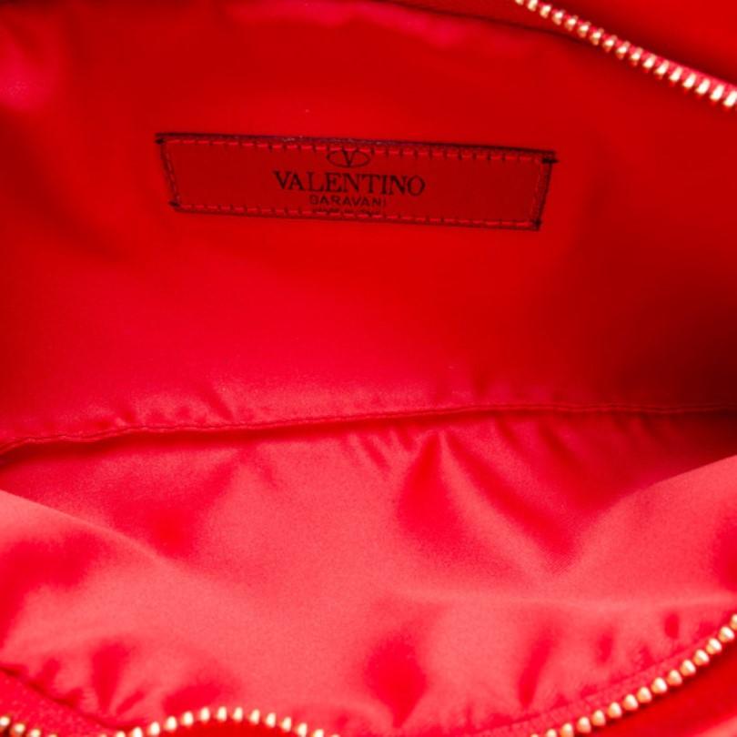 Valentino Red Satin Pleated Bow Clutch 4