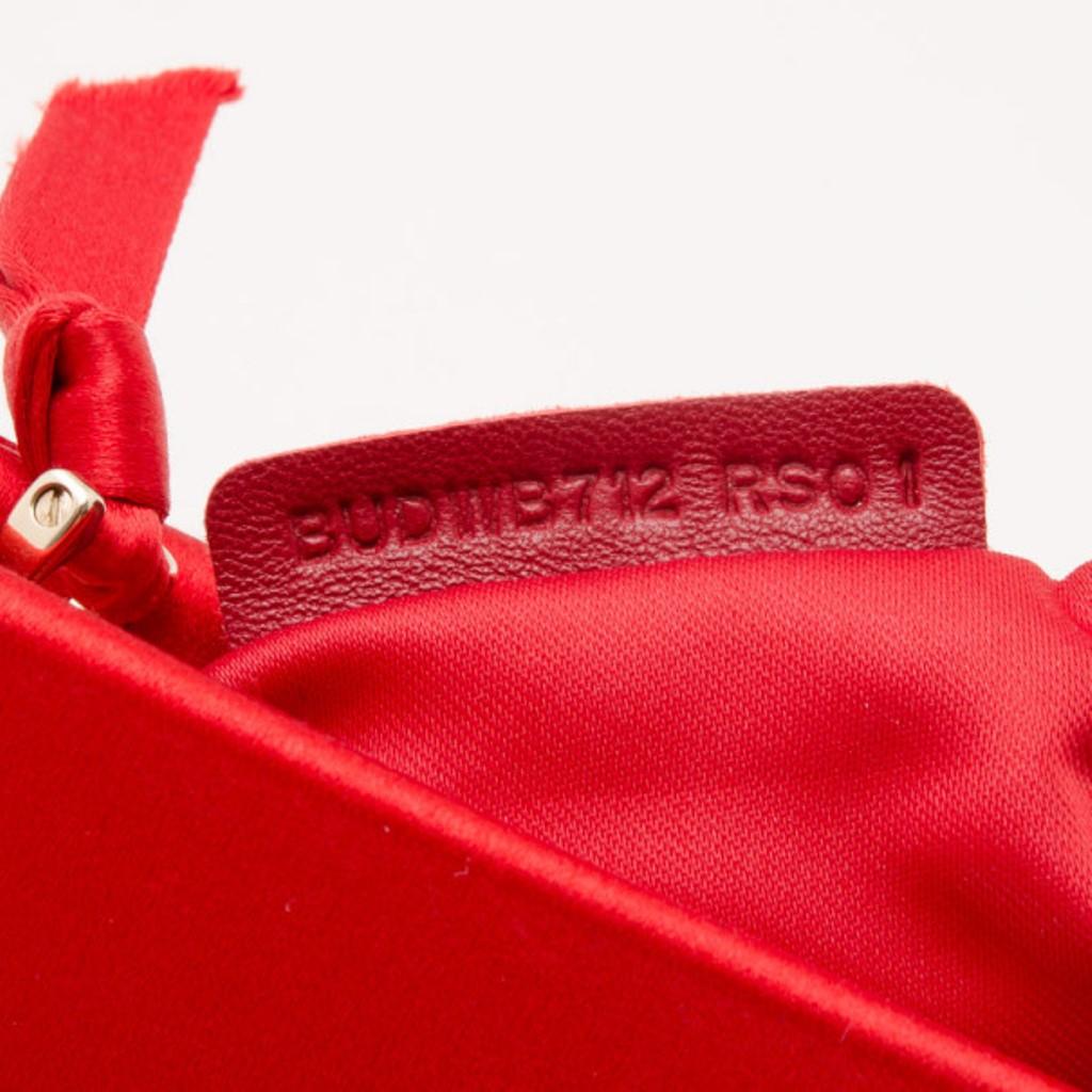 Valentino Red Satin Pleated Bow Clutch 2