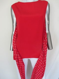 Valentino Red Silk Polkadot Blouse