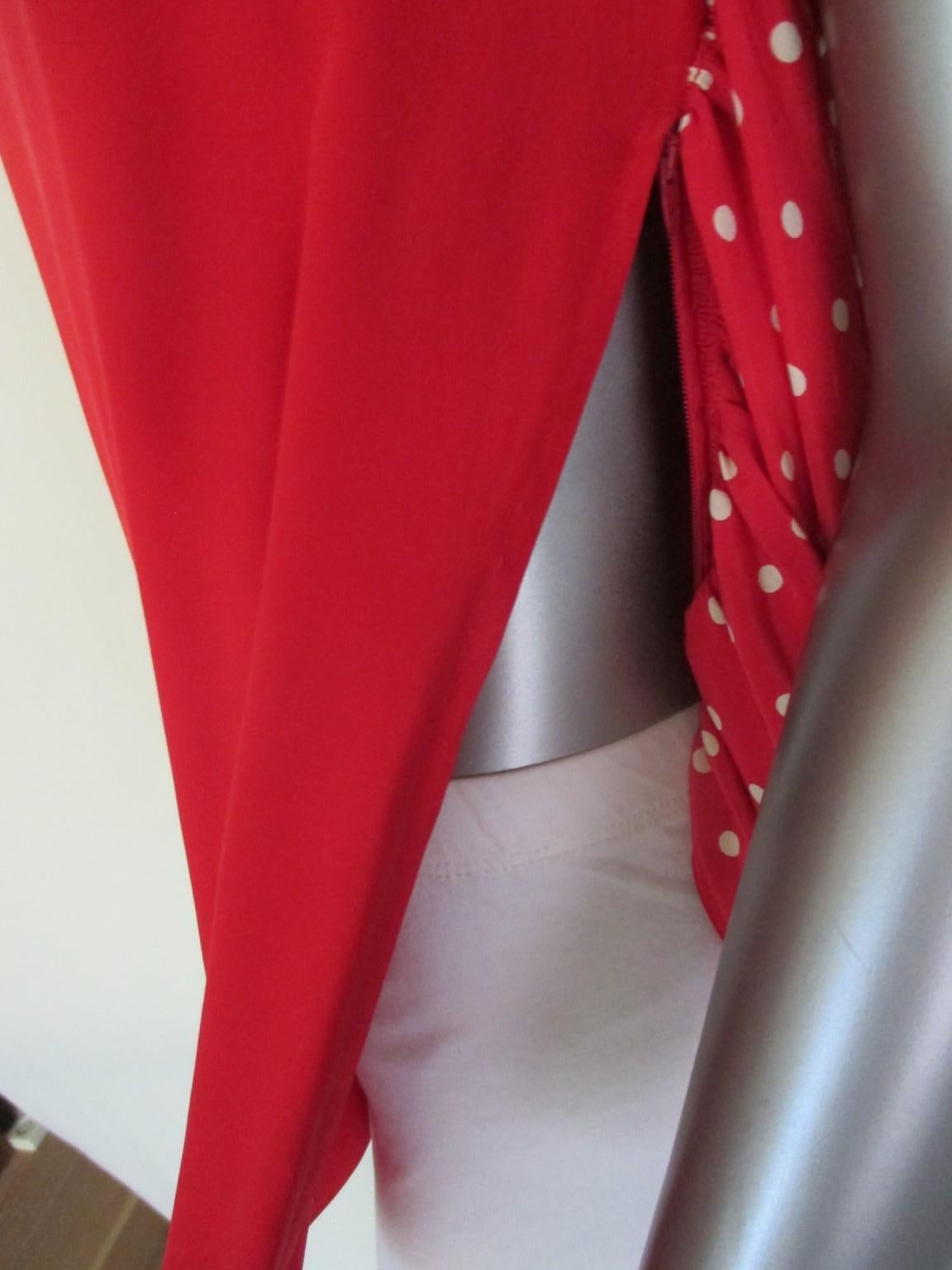 Valentino Red Silk Polkadot Blouse  In Good Condition For Sale In Amsterdam, NL