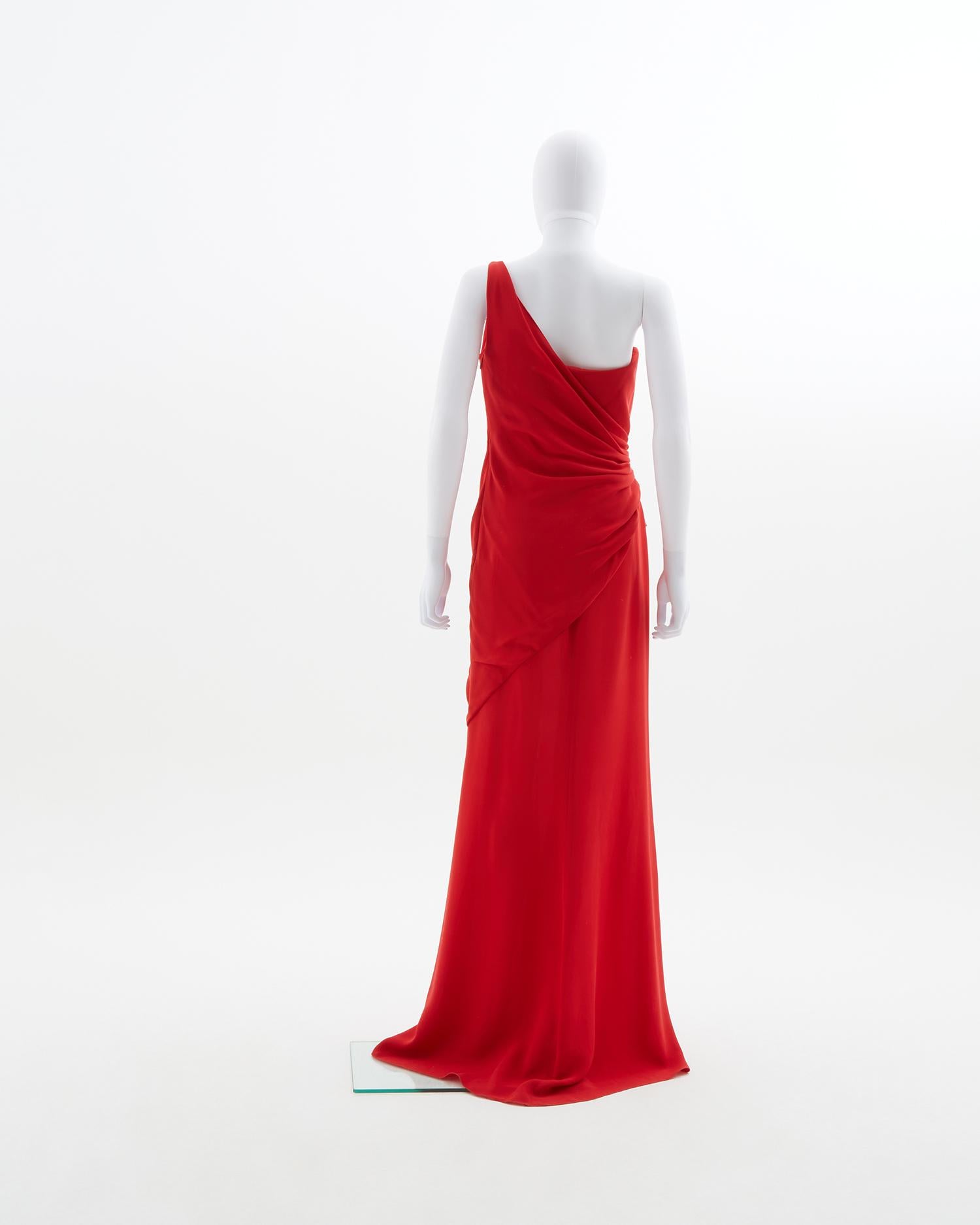 Valentino red silk crepe evening dress, ss 2008 In Excellent Condition In Milano, IT