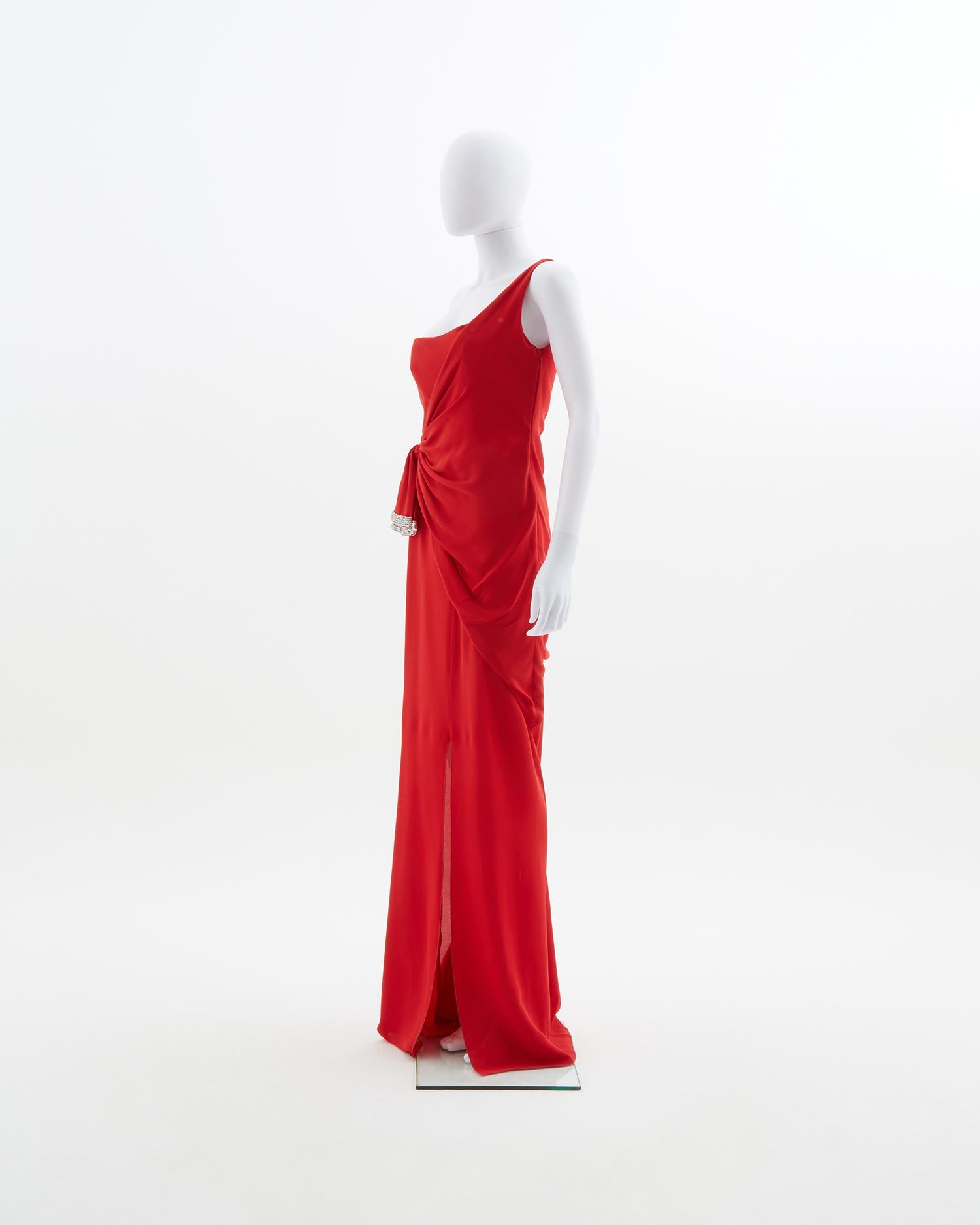 Women's Valentino red silk crepe evening dress, ss 2008