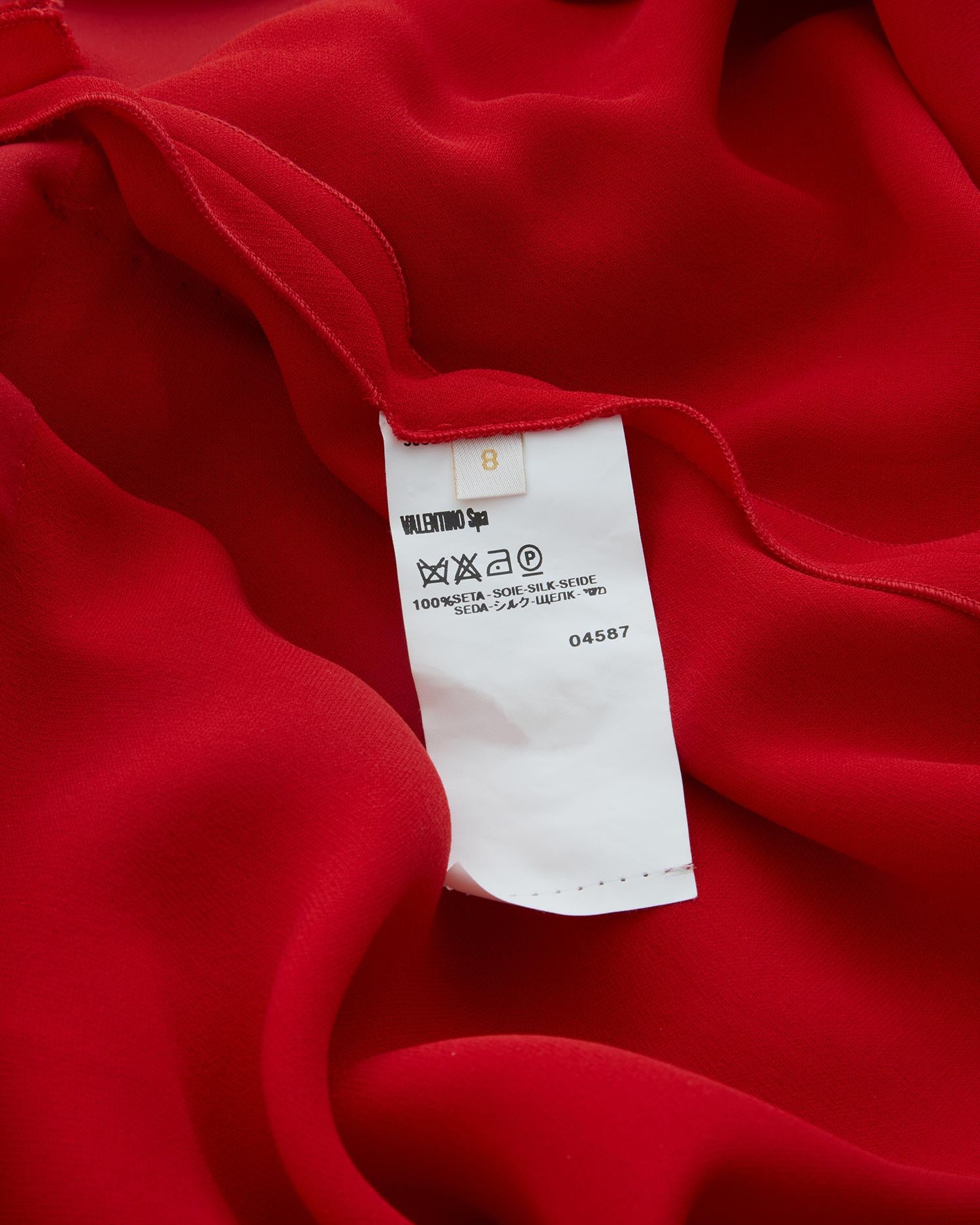 Valentino red silk crepe evening dress, ss 2008 2