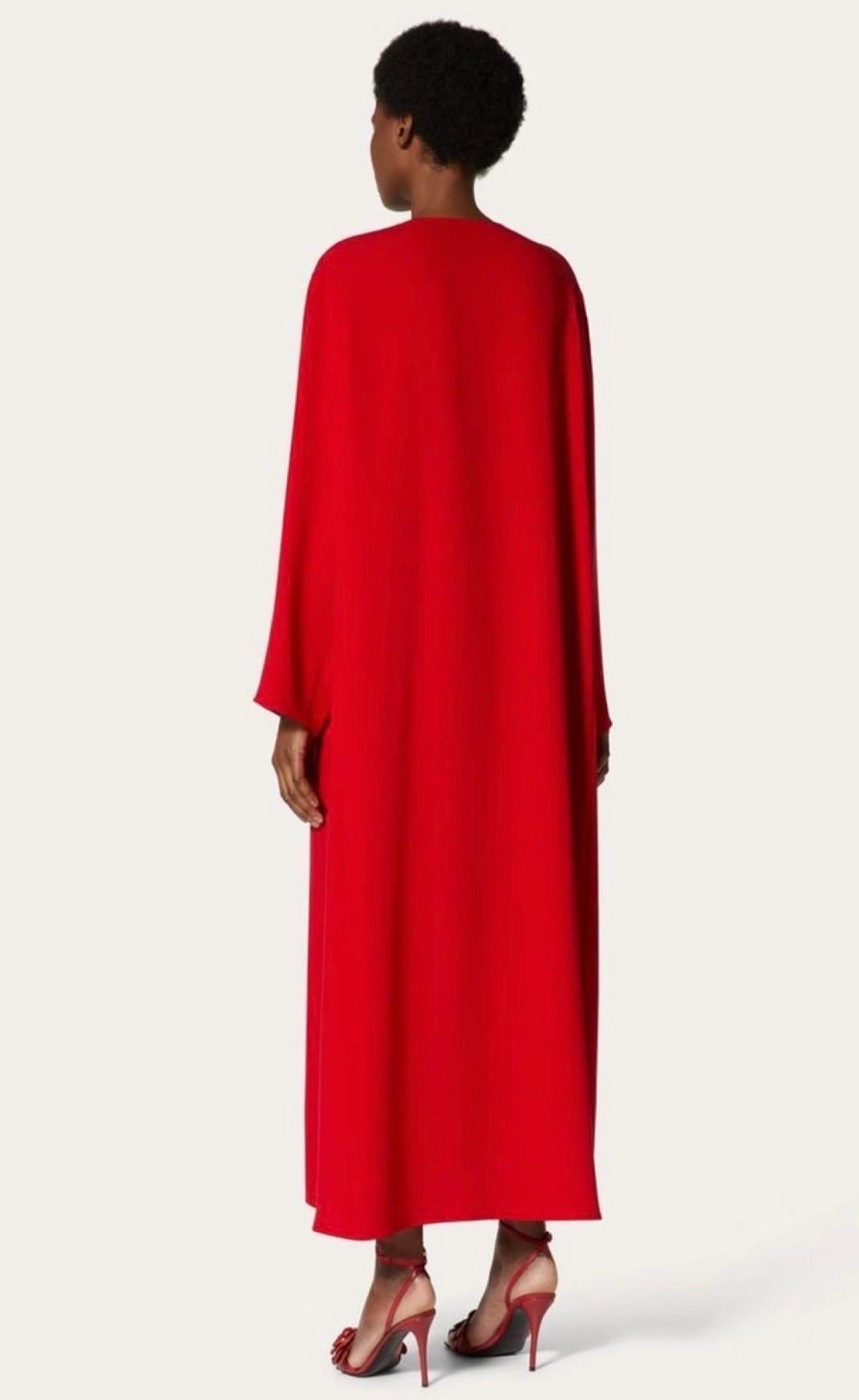 Valentino Rosso Seta Sera Kaftano Tunica Maxi Abito 42 in vendita 12
