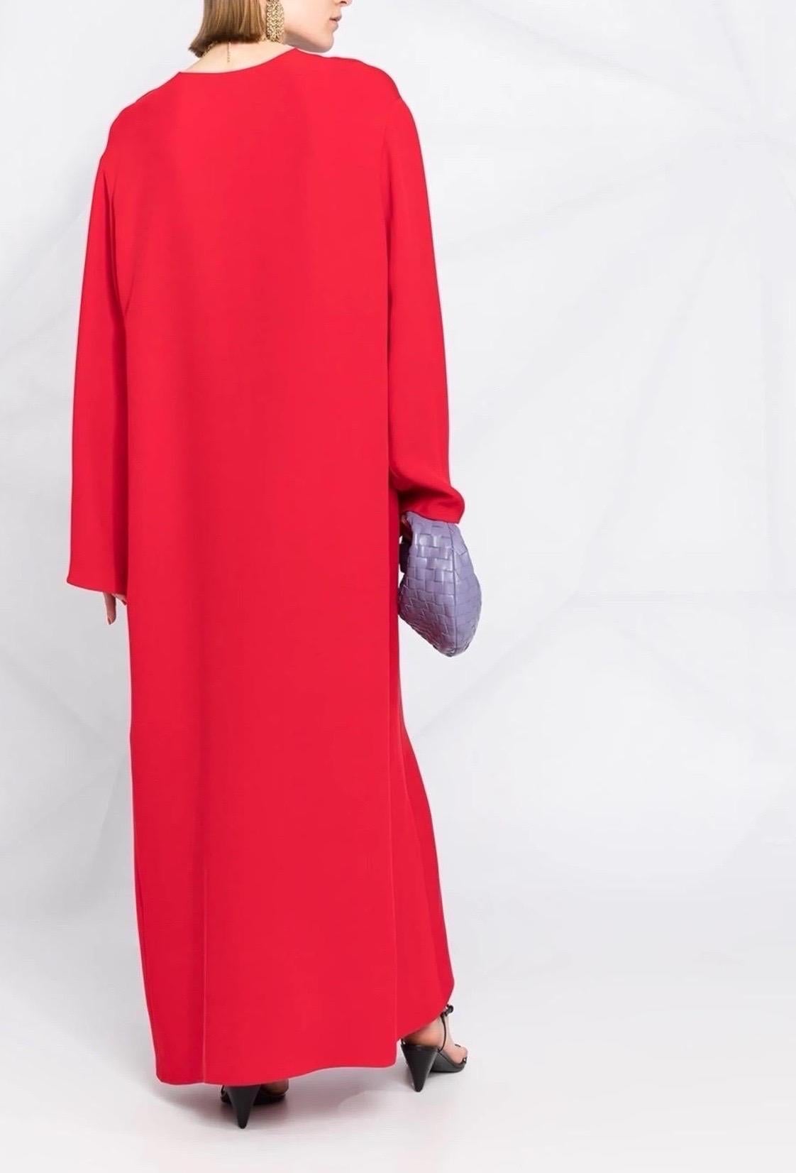 Donna Valentino Rosso Seta Sera Kaftano Tunica Maxi Abito 42 in vendita
