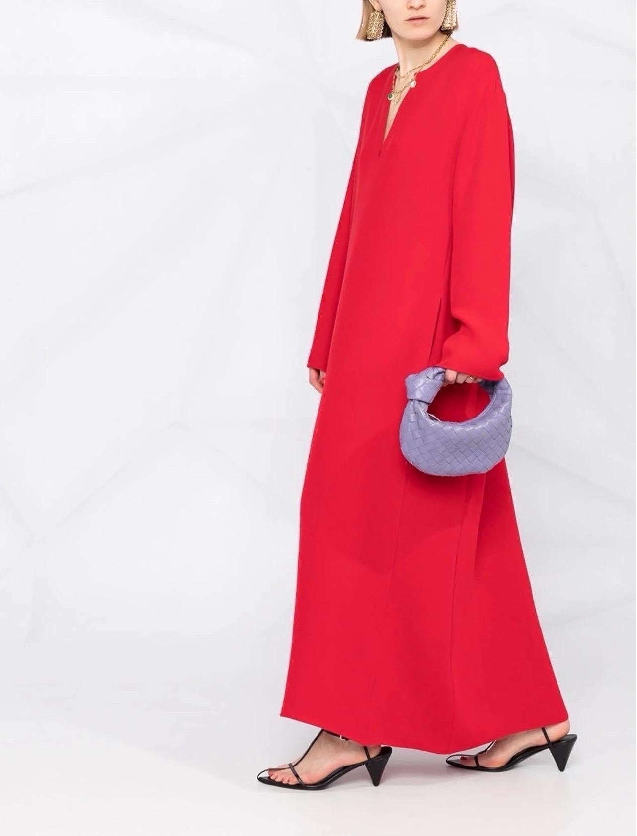 Valentino Rosso Seta Sera Kaftano Tunica Maxi Abito 42 in vendita 2