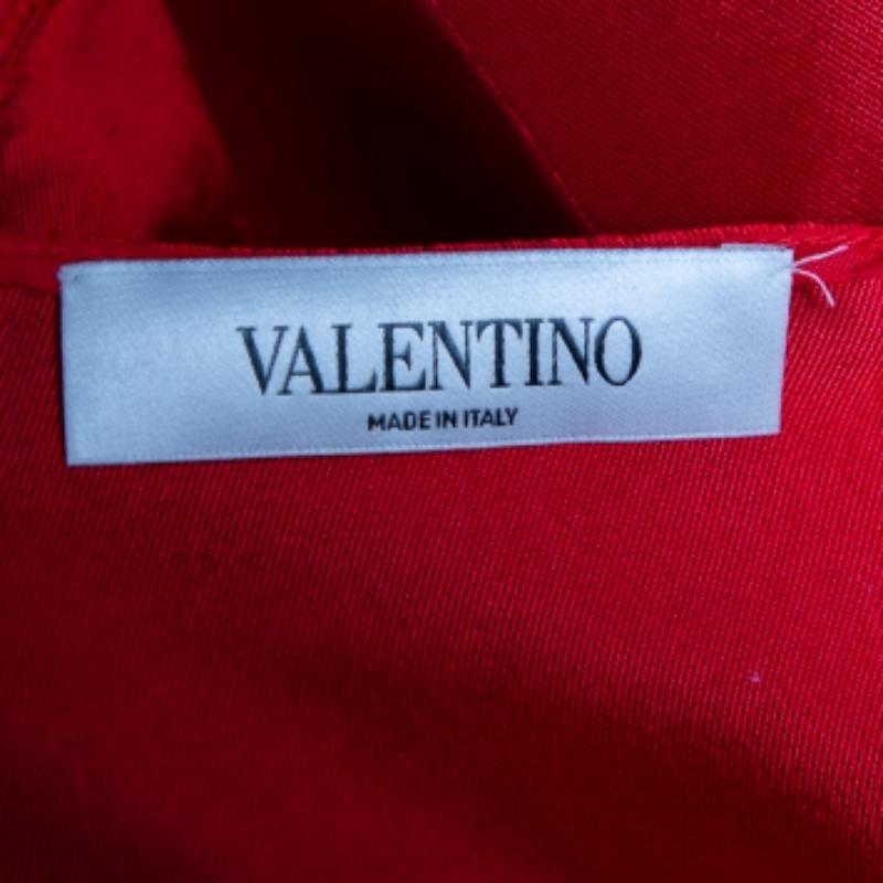 Women's Valentino Red Silk & Lace Paneled Oversized Top S For Sale