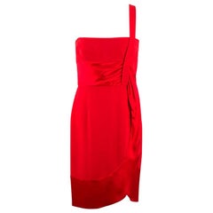 Valentino Red Silk One Shoulder Dress US 4