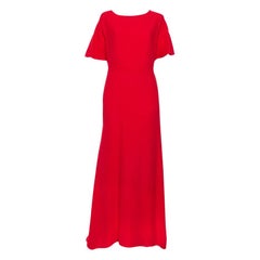 Valentino Red Silk Oversized Sleeve Maxi Dress XL