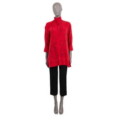 VALENTINO red silk PRINTED PUSSY BOW TUNIC Blouse Shirt 4 XS