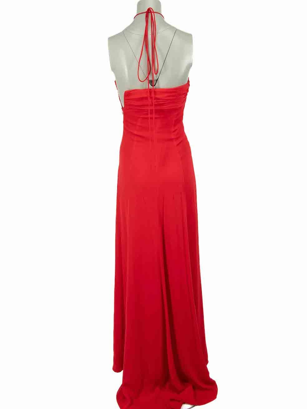 Valentino Red Silk Strapless Draped Maxi Dress Size S In Excellent Condition In London, GB