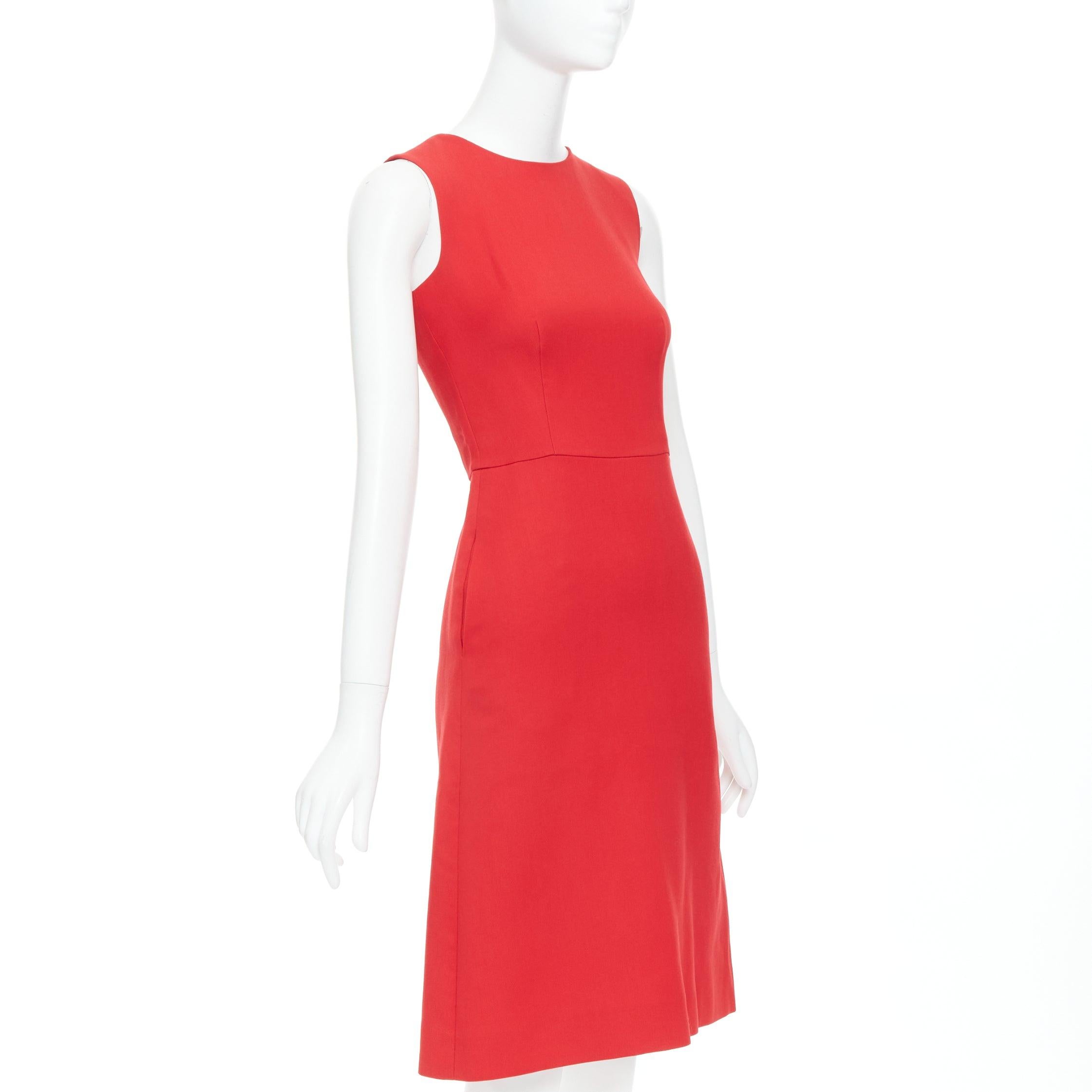 VALENTINO vestido de lana de seda roja con bolsillos laterales y cuello redondo IT38 XS Rojo en venta