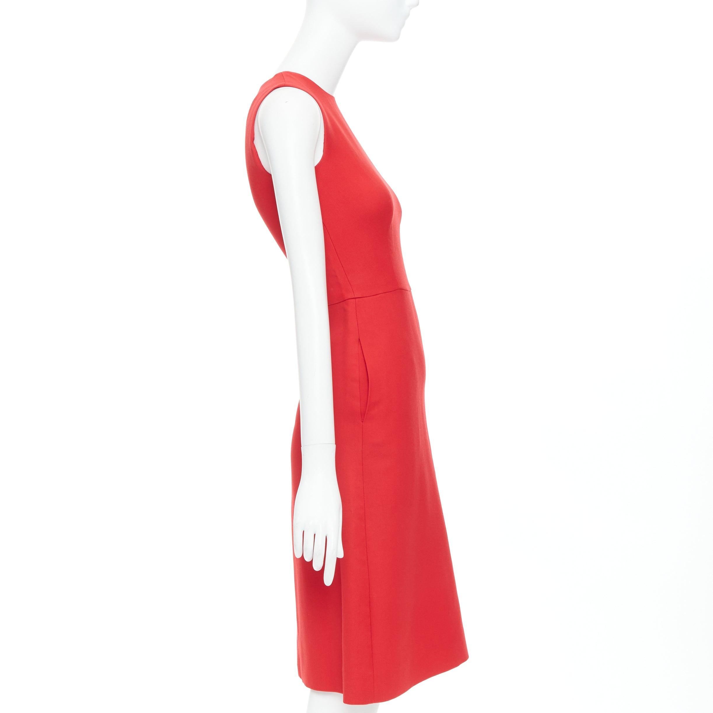 De las mujeres VALENTINO vestido de lana de seda roja con bolsillos laterales y cuello redondo IT38 XS en venta