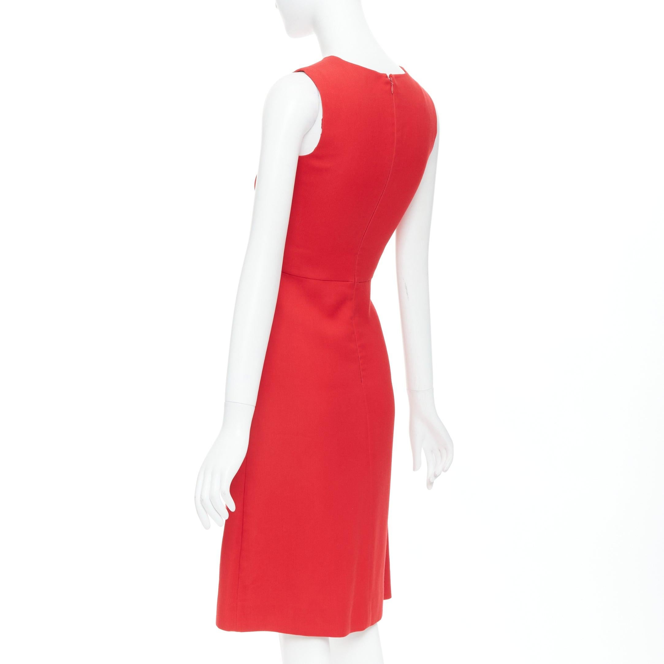 VALENTINO vestido de lana de seda roja con bolsillos laterales y cuello redondo IT38 XS en venta 2
