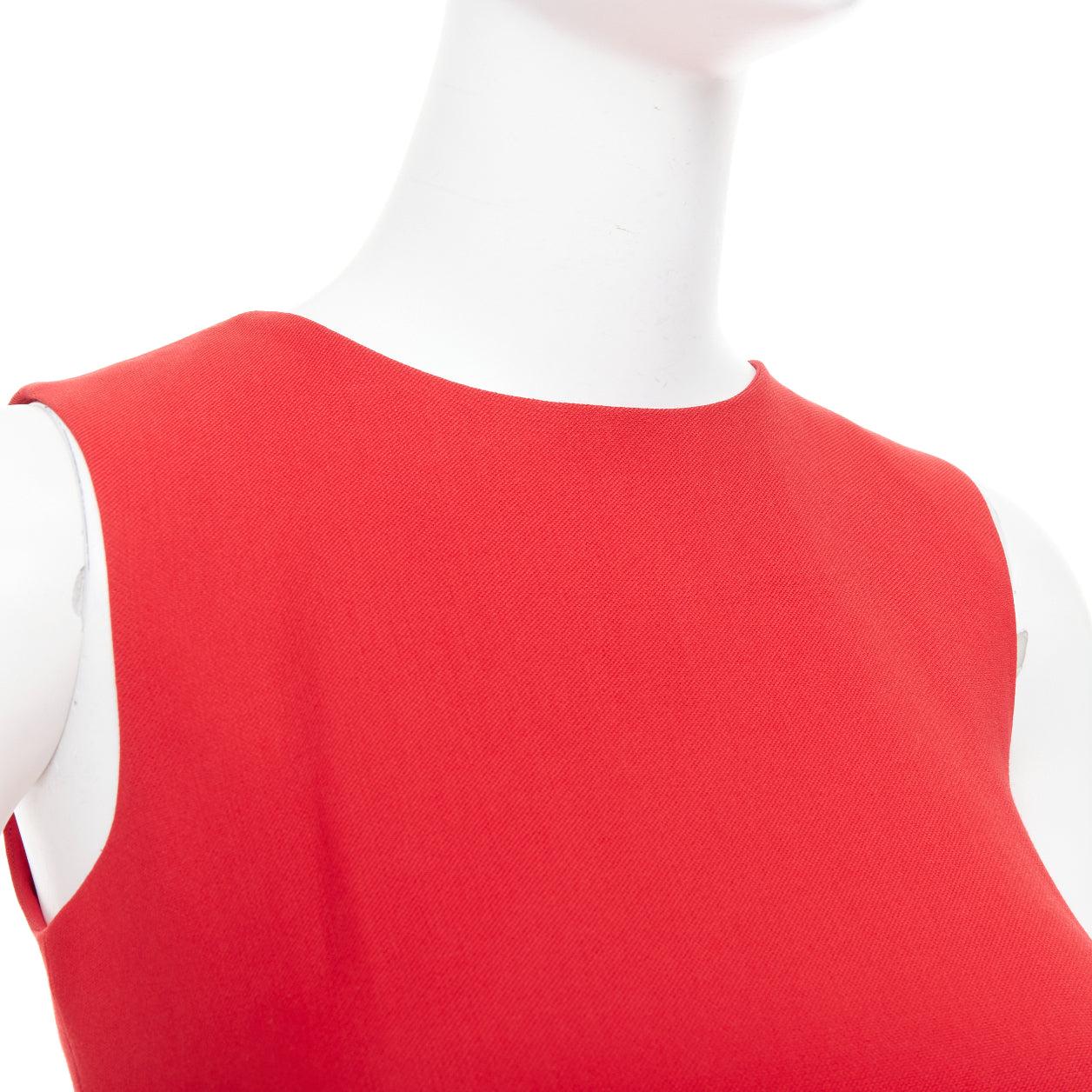 VALENTINO vestido de lana de seda roja con bolsillos laterales y cuello redondo IT38 XS en venta 3